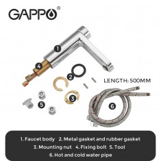  Змішувач для умивальника GAPPO G1095-1, хром 