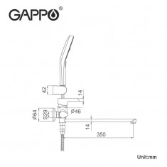  Змішувач для ванни GAPPO G2203-8, білий/хром 