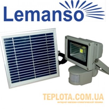  Світлодіодний прожектор Lemanso LED на сонячній батареї, датчик руху та акумулятор 50W 6500K 4000Lm IP65 (LMP9-50) 