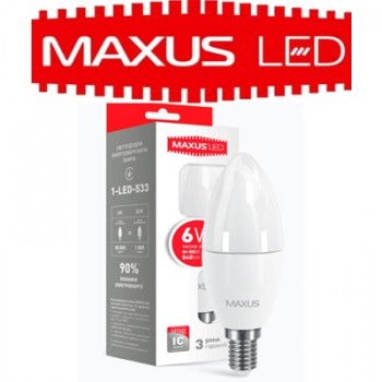 Світлодіодна лампа Светодиодная лампа  MAXUS LED C37 6W 3000K 220V E14 (1-LED-533) 