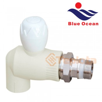 BLUE OCEAN Кутовий шаровий кран із PPR для систем опалення (радіаторний) 20x1/2