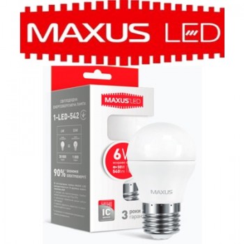 Світлодіодна лампа Светодиодная лампа  MAXUS LED G45 6W 4100K 220V E27 (1-LED-542) 