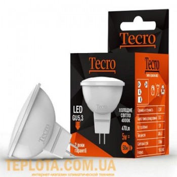 Світлодіодна лампа Tecro LED MR16 5W 4000K GU5.3 (T-MR16-5W-4K-GU5,3) 