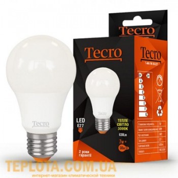 Світлодіодна лампа Tecro LED A60 7W E27 3000K (T-A60-7W-3K-E27) 
