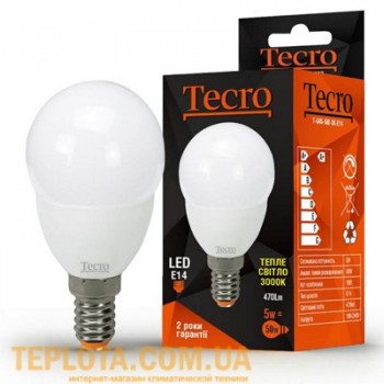 Світлодіодна лампа Tecro LED G45 5W 3000K E14 (T-G45-5W-3K-E14) 