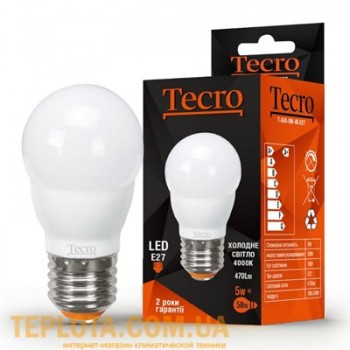 Світлодіодна лампа Tecro LED G45 5W 4000K E27 (T-G45-5W-4K-E27) 