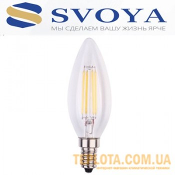 Світлодіодна лампа Светодиодная лампа SVOYA LED-804 Filament C35 4W 5000K E14 (от 10 штук) 