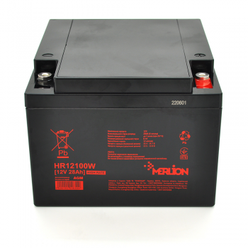  Аккумуляторна батарея MERLION HR12100W, 12V 28Ah Black ( 166 х 175 х 125 (125) ) 