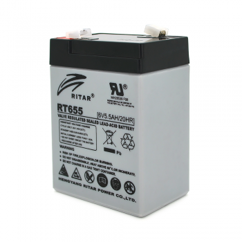  Акумуляторна батарея AGM RITAR RT655, Gray Case, 6V 5.5Ah ( 70х47х99 (105) ) Q20 
