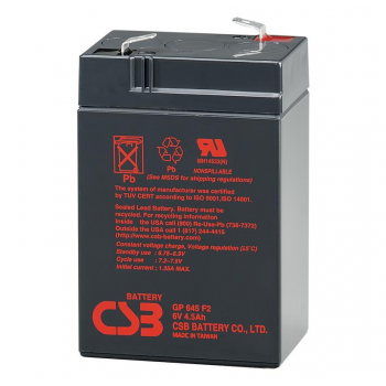  Акумуляторна батарея CSB GP645, 6V 4.5Ah Q20 