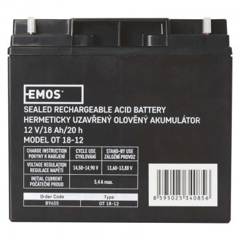  Акумуляторна батарея Emos B9655 12V 18AH L1 AGM 