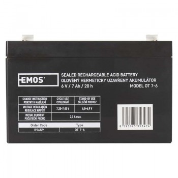  Акумуляторна батарея Emos B9659 6V 7AH (FAST.4.7 MM) AGM 