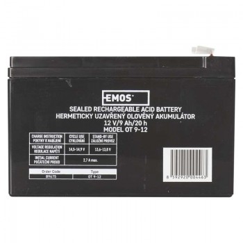 Акумуляторна батарея Emos B9675 12V 9AH (FAST.6.3 MM) AGM 