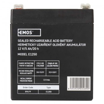  Акумуляторна батарея Emos B9679 12V 5AH (FAST.6.3 MM) AGM 