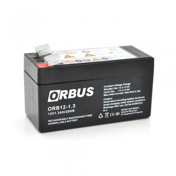  Акумуляторна батарея ORBUS ORB1213 AGM 12V 1,3Ah (98 х 44 х 53 (59)) 0.525 kg Q20 / 450 