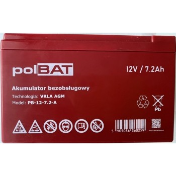  Акумуляторна батарея PolBAT 12V 7.2AH (PB-12-7,2-A) AGM 