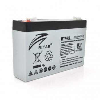  Акумуляторна батарея Ritar 6V 7AH Gray Case (RT670/18214) AGM 