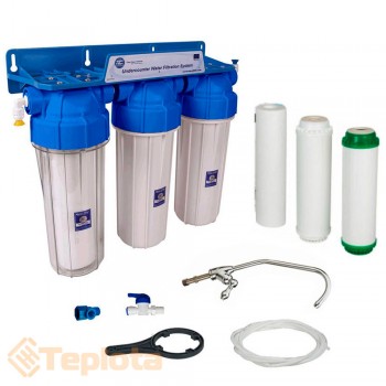  Aquafilter Триступенева система фільтрації (механічне та вугільне очищення) FP3-K1N, під мийку, розмір 10