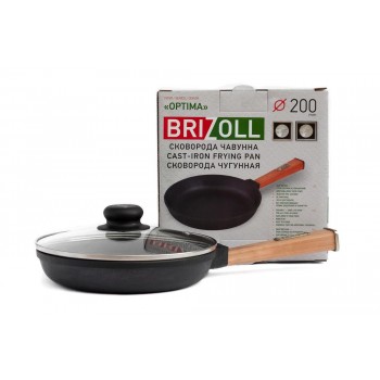  Brizoll O2035-P-C Сковорода чавунна з кришкою Optima 200 х 35 мм 