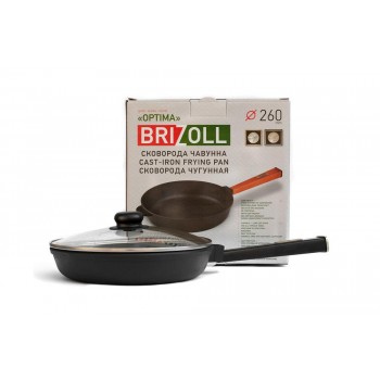  Brizoll O2640-P1-C Сковорода чавунна з кришкою Optima-Black 260 х 40 мм 