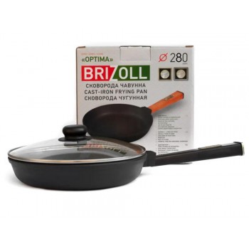  Brizoll O2840-P1-C Чавунна сковорода з кришкою Optima-Black 280 х 40 мм 