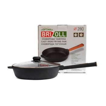  Brizoll O2860-P1-C Сковорода чавунна з кришкою Optima-Black 280 х 60 мм 