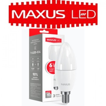Світлодіодна лампа Светодиодная лампа  MAXUS LED C37 6W 4100K 220V E14 (1-LED-534) 
