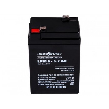  Акумуляторна батарея LogicPower LPM 6V 5.2AH (LPM 6 - 5.2 AH) AGM 