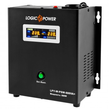  Джерело безперебійного живлення LogicPower LPY-W-PSW-800VA+ (560Вт)5A/15A, з правильною синусоїдою 12V, настінний 
