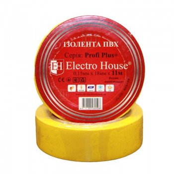  Electro House EH-AHT-1806 Жовта ізоляційна стрічка 11 м 