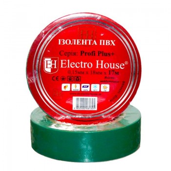 Electro House EH-AHT-1815 Зелена  ізоляційна стрічка 17 м 