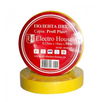  Electro House EH-AHT-1838 Жовта ізоляційна стрічка 50 м 