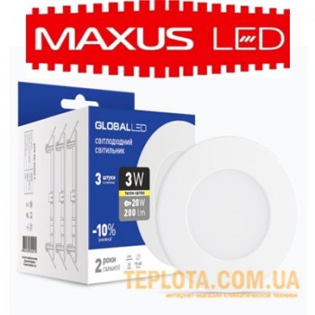  mini Maxus GLOBAL LED SPN 3W 3000K 220V (3 шт. в уп) 