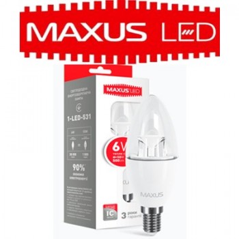 Світлодіодна лампа Светодиодная лампа  MAXUS LED C37 6W 3000K 220V E14 (1-LED-531) 