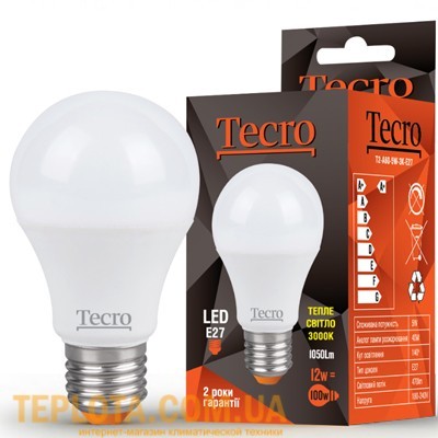 Світлодіодна лампа Tecro LED A60 12W E27 3000K 