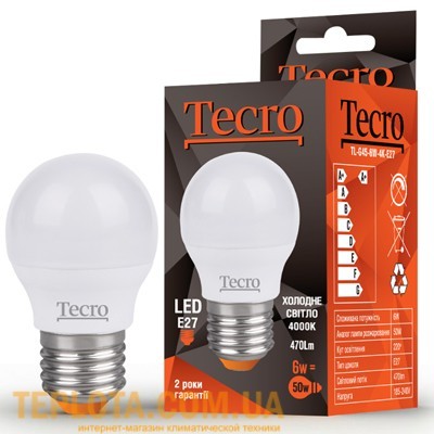 Світлодіодна лампа Tecro LED G45 6W 4000K E27 