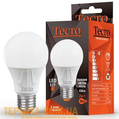 Світлодіодна лампа Tecro LED A60 7W E27 4000K 