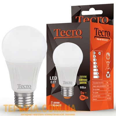 Світлодіодна лампа Tecro LED A60 9W E27 3000K 