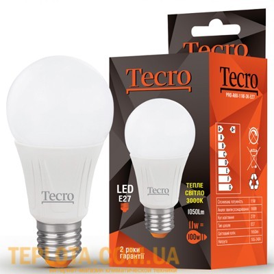 Світлодіодна лампа Tecro LED A60 11W E27 3000K 