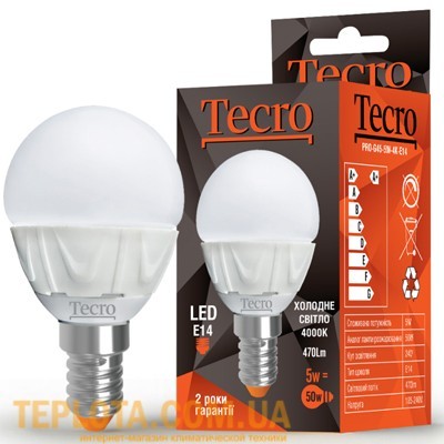 Світлодіодна лампа Tecro LED G45 5W 4000K E14 