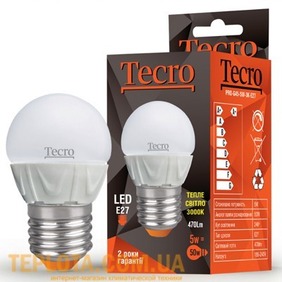 Світлодіодна лампа Tecro LED G45 5W 3000K E27 