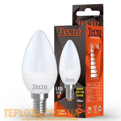 Світлодіодна лампа Tecro LED C37 5W 3000K E14 