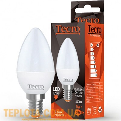 Світлодіодна лампа Tecro LED C37 5W 4000K E14 