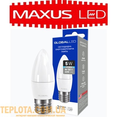 Світлодіодна лампа Maxus LED Global  C37 CL-F 5W 4100K 220V E27 AP 