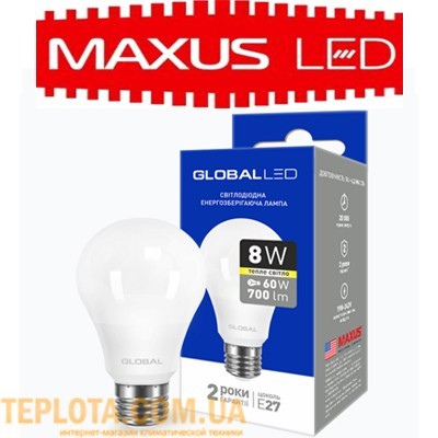 Світлодіодна лампа Maxus LED Global A60 8W 3000K 220V E27 AL 