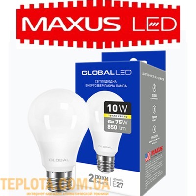 Світлодіодна лампа Maxus LED Global A60 10W 3000K 220V E27 AL 