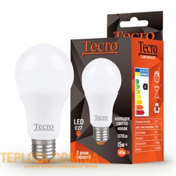 Світлодіодна лампа Tecro LED A65 15W E27 4000K (TL-A65-15W-4K-E27) 