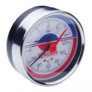  Термо-манометр аксіальний (Koer KM.812A) (0-4 bar), D=80мм, 1/2'' (KR0221) 