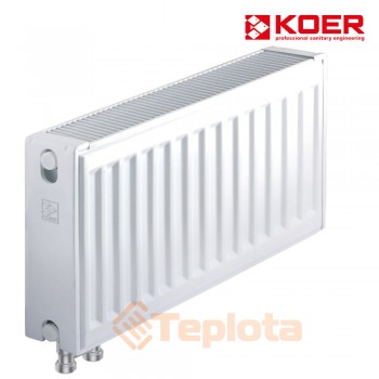  Радіатор сталевий Koer 22x300x400B (510 Вт, 8,04кг, нижнє підкл.,  з термоклапаном), арт. RAD097 