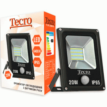  Світлодіодний прожектор з датчиком руху Tecro LED 20W 6400K 1400Lm IP65 (TL-FL-20B-PR) 